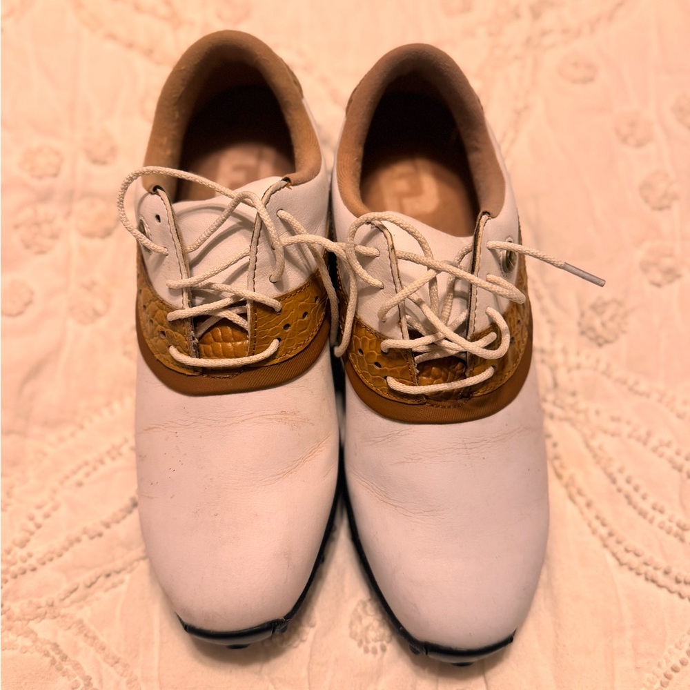 FootJoy Women's White and Tan Athletic Shoes